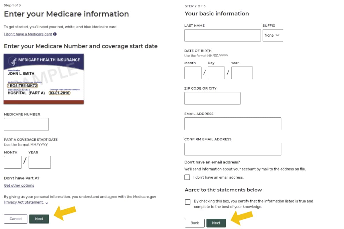 Medicare.gov | Add Your Account Details